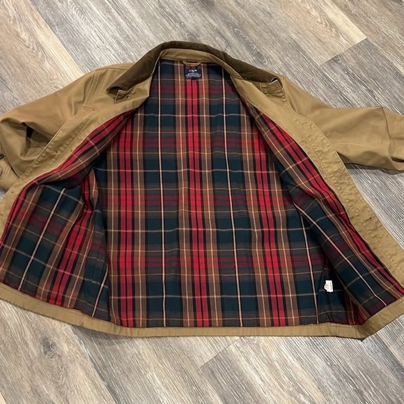 J.Crew Factory men’s brown button down chore jacket flannel lined size Large - Picture 6 of 10
